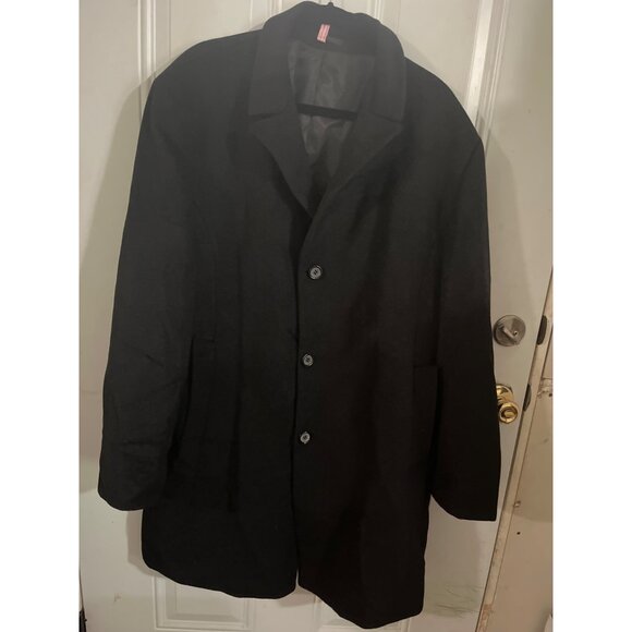 Saddlebred Biltmore black button front collared wool blend coat size 48R - Picture 1 of 5